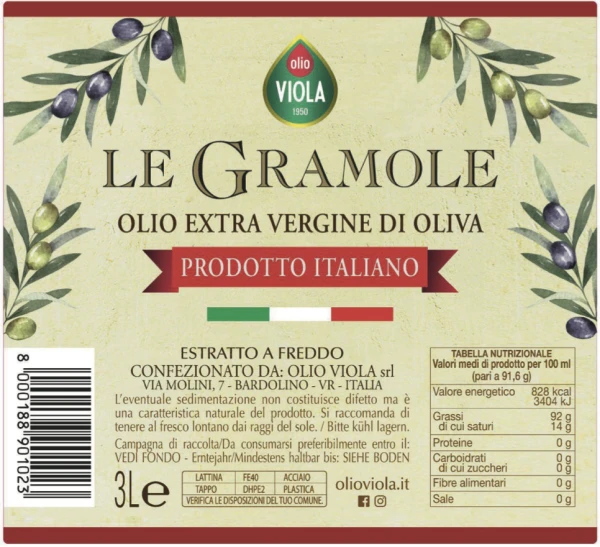 OLIO EXTRA VERGINE LE GRAMOLE  - Latta 3 L